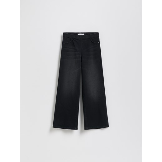 Reserved - Elastyczne jeansy wide leg - czarny ze sklepu Reserved w kategorii Spodnie dziewczęce - zdjęcie 186698682