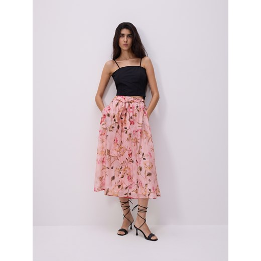 Reserved - Wzorzysta spódnica z lyocellem - wielobarwny ze sklepu Reserved w kategorii Spódnice - zdjęcie 186698910