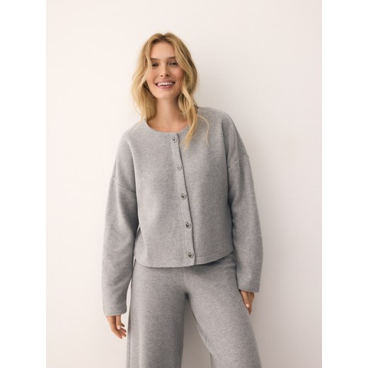 Reserved - Kardigan z ozdobnymi guzikami - jasnoszary Reserved XS Reserved