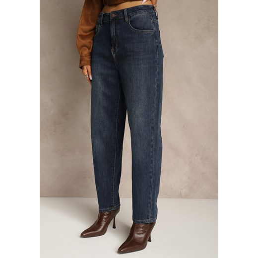 Niebieskie Jeansy Mom Fit High Waist z Wiskozą Erralia Renee XL renee.pl