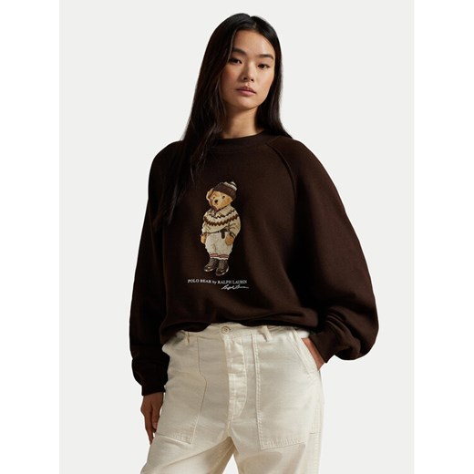 Polo Ralph Lauren Bluza 211A87105001 Brązowy Relaxed Fit ze sklepu MODIVO w kategorii Bluzy damskie - zdjęcie 186700151