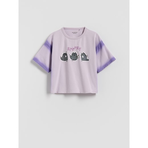 Reserved - T-shirt Pusheen - lawendowy ze sklepu Reserved w kategorii Bluzki dziewczęce - zdjęcie 186701400