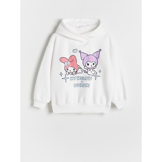 Reserved - Bluza z kapturem Kuromi i My Melody - złamana biel Reserved 128 (7-8 lat) okazyjna cena Reserved