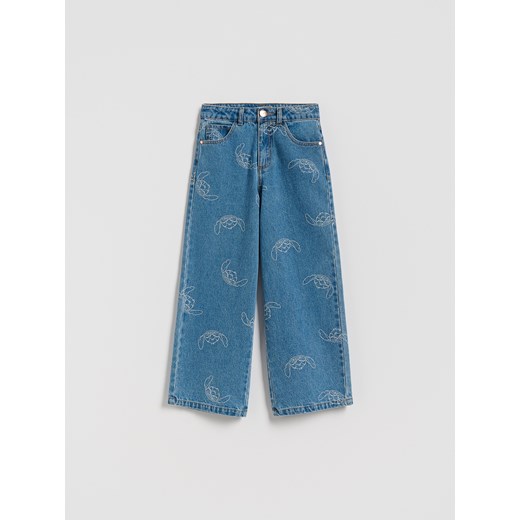 Reserved - Jeansy wide leg Lilo i Stitch - niebieski Reserved 146 (10 lat) Reserved