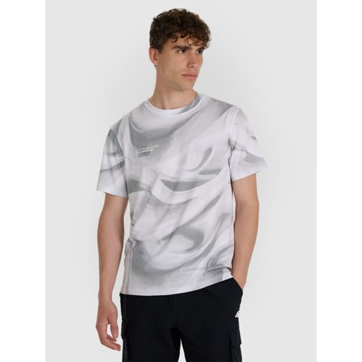 Męski t-shirt z nadrukiem 4F 4FRAW25TTSHM3555 - biały ze sklepu Sportstylestory.com w kategorii T-shirty męskie - zdjęcie 186703172