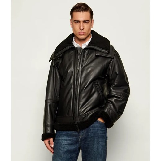 BOSS ORANGE Skórzana kurtka Joglaci | Relaxed fit | shearling ze sklepu Gomez Fashion Store w kategorii Kurtki męskie - zdjęcie 186704003