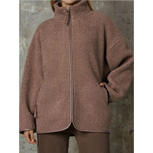 Sinsay - Rozpinana bluza z sherpy - brązowy ze sklepu Sinsay w kategorii Bluzy damskie - zdjęcie 186704952