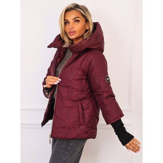 KURTKA ASYMETRYCZNA Z PRZEDŁUŻONYMI ŚCIĄGACZAMI PRZY RĘKAWACH- BORDOWA Olika XL olika.com.pl
