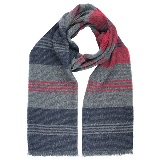 Wełniany Szalik Męski - V. Fraas - Kolorowy w Paski SZAWLN1393 ze sklepu JegoSzafa.pl w kategorii Szaliki męskie - zdjęcie 186707870