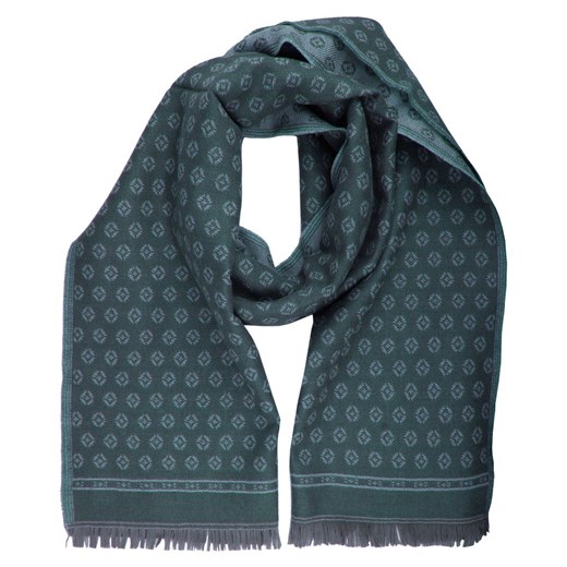 Wełniany Szalik Męski - V. Fraas - Morska Zieleń, Regularny Wzór SZAWLN1384 ze sklepu JegoSzafa.pl w kategorii Szaliki męskie - zdjęcie 186707874