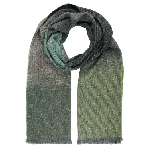 Wełniany Szalik Męski z Jedwabiem - V. Fraas - Melanż, Odcienie Zieleni i Popielu SZAWLN1386 ze sklepu JegoSzafa.pl w kategorii Szaliki męskie - zdjęcie 186707902
