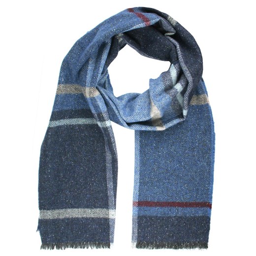 Wełniany Szalik Męski z Jedwabiem - V. Fraas - Odcienie Niebieskiego SZAWLN1392 ze sklepu JegoSzafa.pl w kategorii Szaliki męskie - zdjęcie 186707914