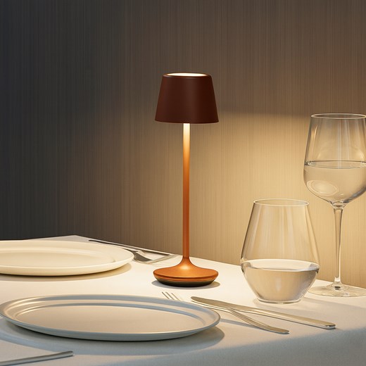 Designerska lampa stołowa LED bezprzewodowa do restauracji LUNA MICRO corten - efekt rdzy 6 sztuk/komplet ze sklepu Lysne w kategorii Lampy stołowe - zdjęcie 186708281