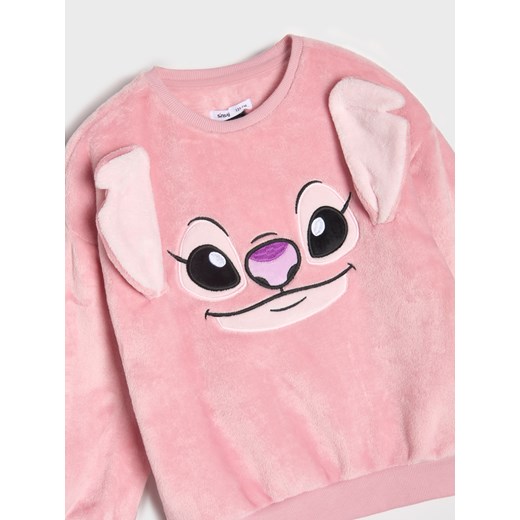 Sinsay - Bluza crewneck z haftem Stitch - różowy Sinsay 128 (7-8 l) Sinsay