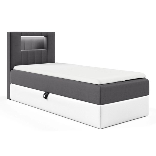 Ciemnoszare łóżko kontynentalne z pojemnikiem 3 rozmiary - Fenarro ze sklepu Edinos.pl w kategorii Łóżka i materace - zdjęcie 186709742