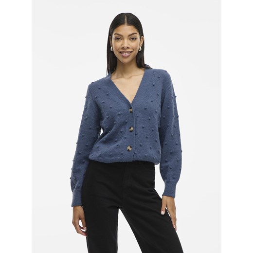 Vila VITuli Kobiety Sztuczne włókno niebieski wypukły wzór tkaniny ze sklepu vangraaf w kategorii Swetry damskie - zdjęcie 186710933