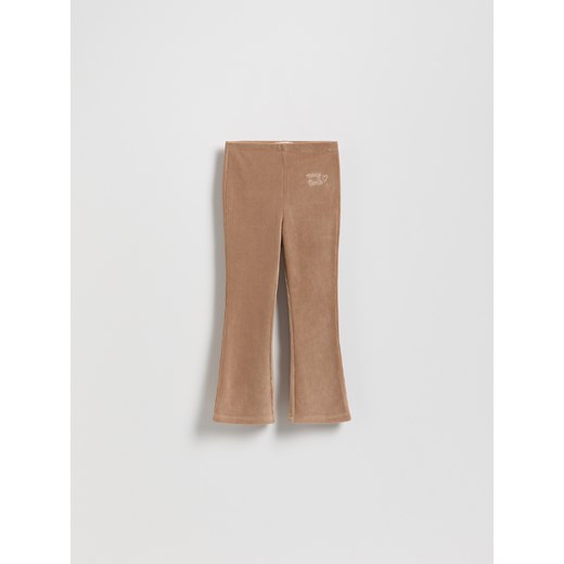 Reserved - Dzianinowe spodnie z haftem - brązowy ze sklepu Reserved w kategorii Spodnie dziewczęce - zdjęcie 186711292