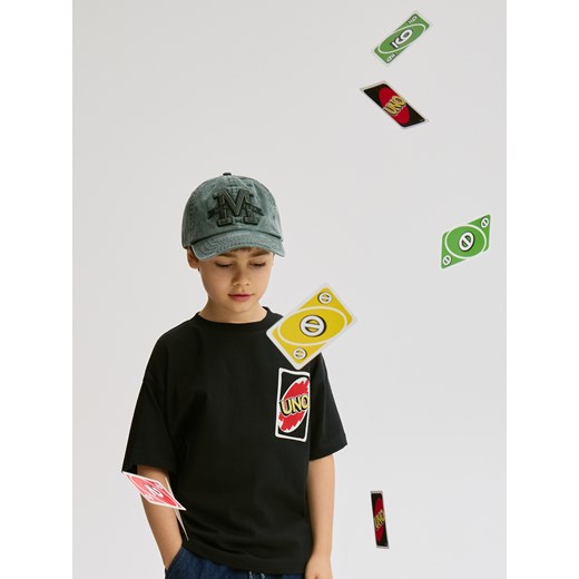 Reserved - T-shirt z nadrukiem UNO - czarny Reserved 134 (8 lat) promocja Reserved