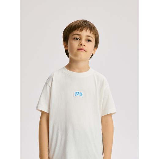 Reserved - Bawełniany t-shirt oversize - złamana biel ze sklepu Reserved w kategorii T-shirty chłopięce - zdjęcie 186711803