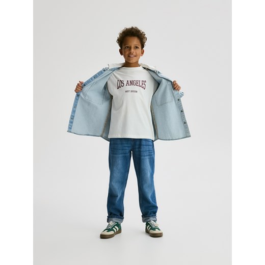 Reserved - T-shirt z nadrukiem - złamana biel Reserved 146 (10 lat) Reserved