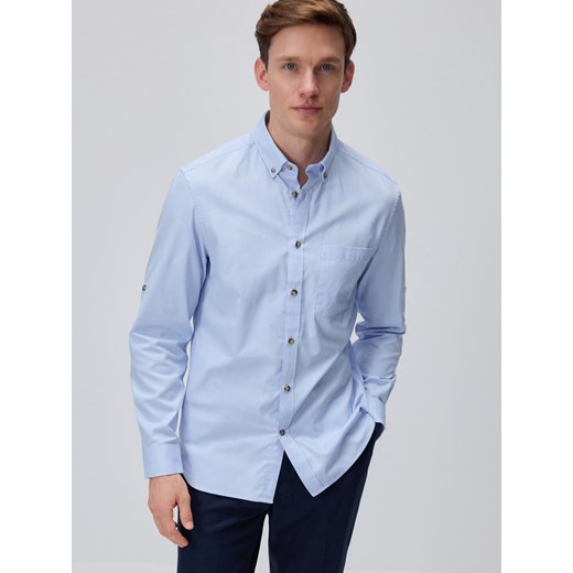 Reserved - Bawełniana koszula regular fit - jasnoniebieski ze sklepu Reserved w kategorii Koszule męskie - zdjęcie 186712252