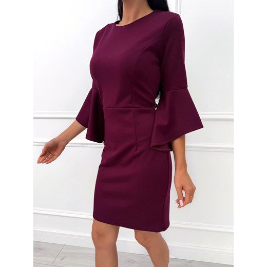 Burgundowa Sukienka z Rozszerzanym Rękawem Modnakiecka.pl 38 ModnaKiecka.pl