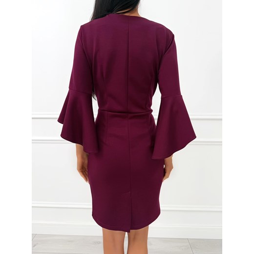 Burgundowa Sukienka z Rozszerzanym Rękawem Modnakiecka.pl 42 ModnaKiecka.pl