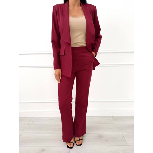 Bordowy Elegancki Garnitur Damski Modnakiecka.pl 42 ModnaKiecka.pl