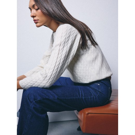 Mohito - Wełniany sweter - kremowy ze sklepu Mohito w kategorii Swetry damskie - zdjęcie 186713883