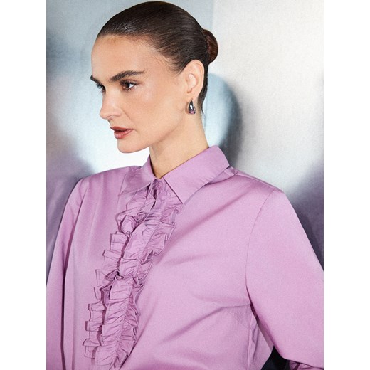 Mohito - Koszula z bawełny i lyocellu - fioletowy ze sklepu Mohito w kategorii Koszule damskie - zdjęcie 186714244