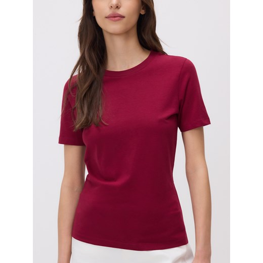 Reserved - T-shirt regular - bordowy ze sklepu Reserved w kategorii Bluzki damskie - zdjęcie 186714940