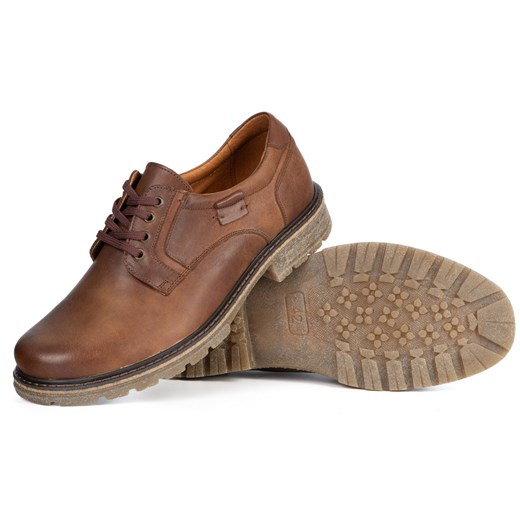 Buty męskie trapery krótkie sznurowane 897K brązowe ze sklepu butyolivier w kategorii Półbuty męskie - zdjęcie 186715370