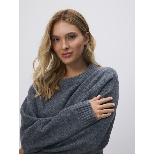 Reserved - Gładki sweter - szary ze sklepu Reserved w kategorii Swetry damskie - zdjęcie 186717264