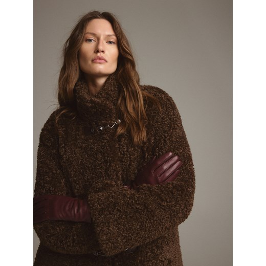 Reserved - Skórzane rękawiczki - bordowy ze sklepu Reserved w kategorii Rękawiczki damskie - zdjęcie 186717330