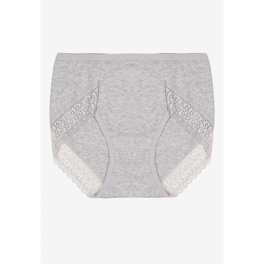Szare Majtki Figi z Bawełny z Koronkową Lamówką Idilea ze sklepu born2be.pl w kategorii Majtki damskie - zdjęcie 186719631