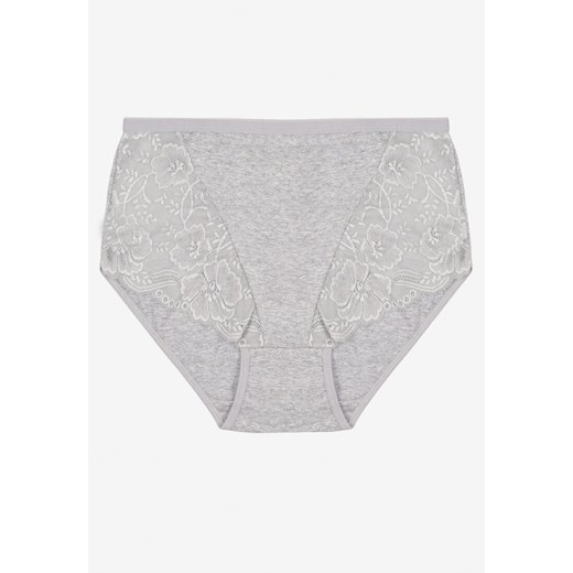 Szare Bawełniane Majtki Figi z Koronką Idiana ze sklepu born2be.pl w kategorii Majtki damskie - zdjęcie 186719643