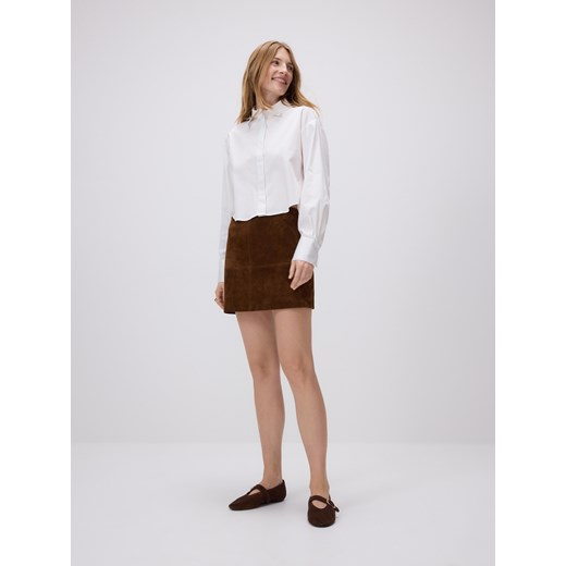 Reserved - Zamszowa spódnica mini - brązowy ze sklepu Reserved w kategorii Spódnice - zdjęcie 186719774