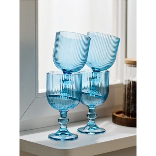 Sinsay - Ryflowane kieliszki 4 pack - niebieski Sinsay One Size Sinsay