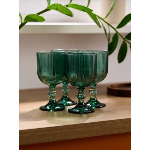 Sinsay - Ryflowane kieliszki 4 pack - zielony ze sklepu Sinsay w kategorii Szklanki - zdjęcie 186720311