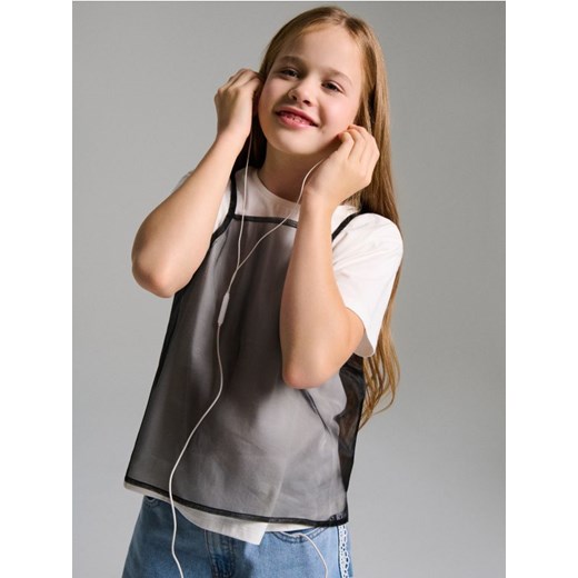 Sinsay - Bluzka z krótkim rękawem - biały - id: 602II-00X - marki Sinsay - 186720331 Sinsay - Bluzka z krótkim rękawem - biały ze sklepu Sinsay w kategorii Bluzki dziewczęce - zdjęcie 186720331