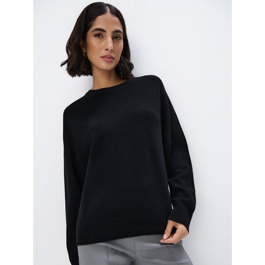 Mohito - Wełniany czarny sweter - czarny ze sklepu Mohito w kategorii Swetry damskie - zdjęcie 186721263