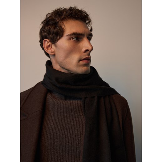 Reserved - Wełniany szalik z kaszmirem - czarny ze sklepu Reserved w kategorii Szaliki męskie - zdjęcie 186721510