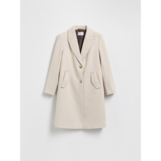 Reserved - Płaszcz z dodatkiem wełny - złamana biel ze sklepu Reserved w kategorii Płaszcze damskie - zdjęcie 186721583