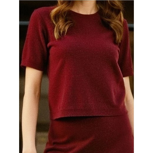 Sinsay - Bluzka swetrowa z domieszką wełny - bordowy ze sklepu Sinsay w kategorii Bluzki damskie - zdjęcie 186721872