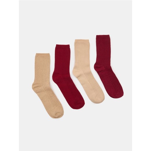 Sinsay - Prążkowane skarpetki 4 pack - wielobarwny ze sklepu Sinsay w kategorii Skarpetki damskie - zdjęcie 186721881