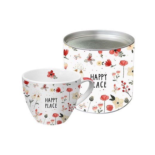 ppd Kubek jumbo "Happy Place" w kolorze biało-czerwonym - 450 ml - id: 15612424 - marki Ppd - 186722231 ppd Kubek jumbo "Happy Place" w kolorze biało-czerwonym - 450 ml ze sklepu Limango Polska w kategorii Naczynia - zdjęcie 186722231