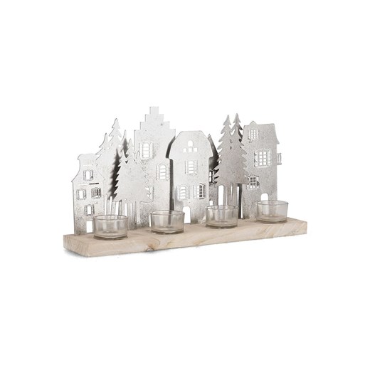 Bizzotto Świecznik &quot;House&quot; w kolorze srebrno-jasnobrązowym - 38 x 20 cm ze sklepu Limango Polska w kategorii Świeczniki - zdjęcie 186723043