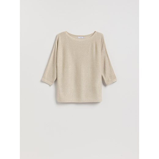 Reserved - Sweter z metalizowaną nitką - złoty ze sklepu Reserved w kategorii Swetry damskie - zdjęcie 186723523