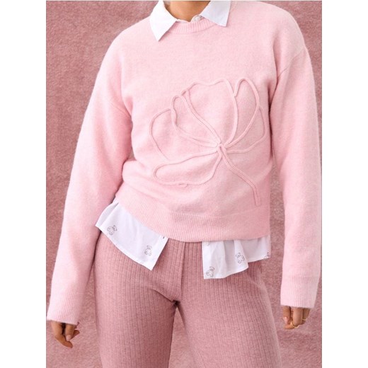 Sinsay - Sweter z aplikacją 3D z domieszką wełny - różowy ze sklepu Sinsay w kategorii Swetry damskie - zdjęcie 186725291