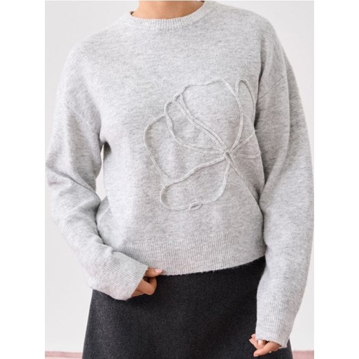 Sinsay - Sweter z aplikacją 3D z domieszką wełny - szary ze sklepu Sinsay w kategorii Swetry damskie - zdjęcie 186725292